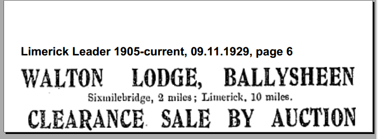 waltion lodge  Limerick Leader 1905